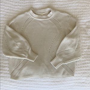 H&M Cream Knit Balloon-sleeve Sweater